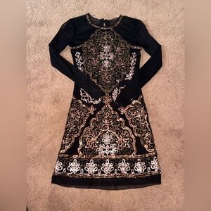 chelsea and violet sequin dress New Chelsea & Violet Black Sequin Multi Gold Silver Cream Cocktail Dress S NWT